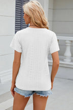Eyelet Surplice Short Sleeve T-shirt (12)