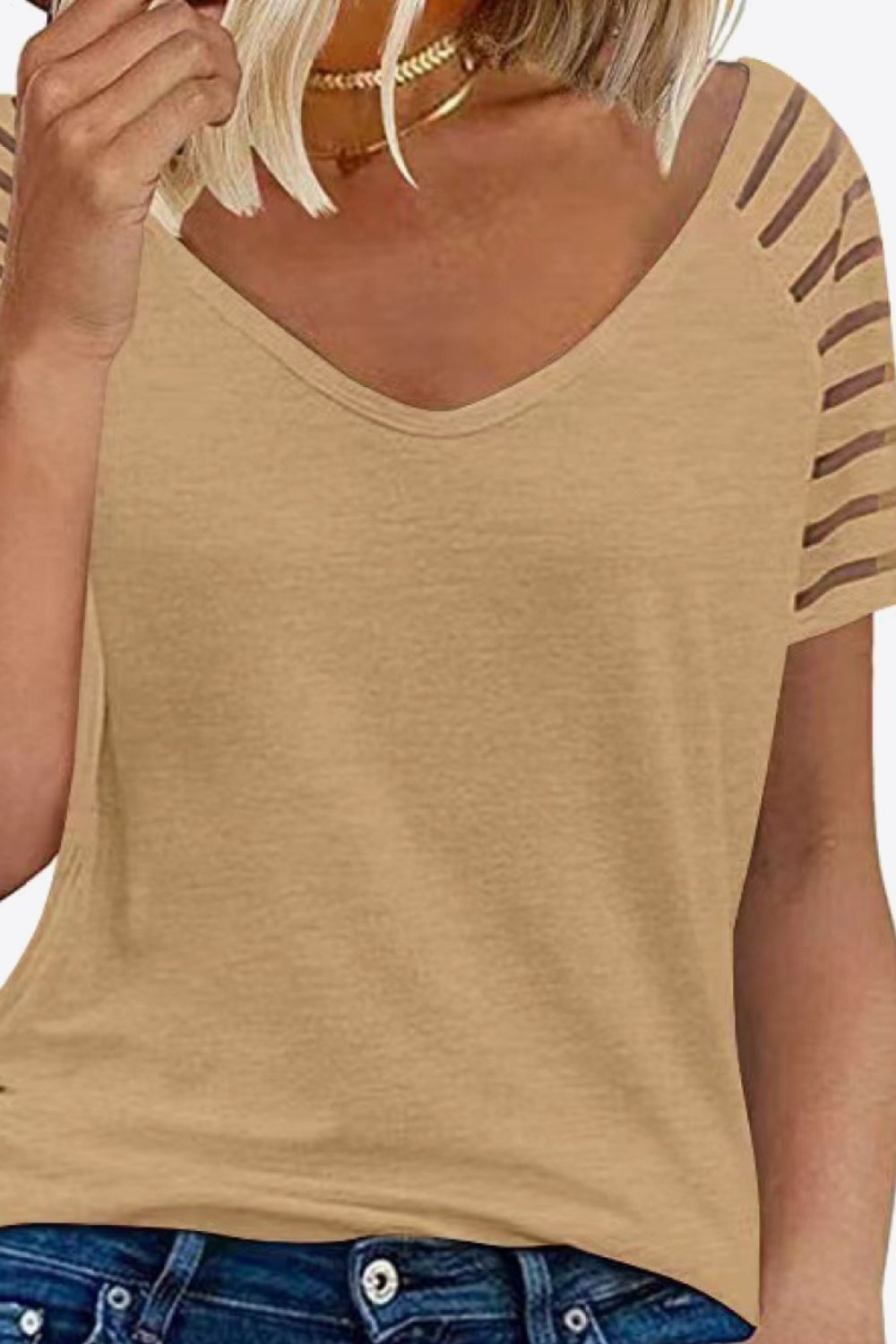 V-neck Raglan Sleeve Tee (18)