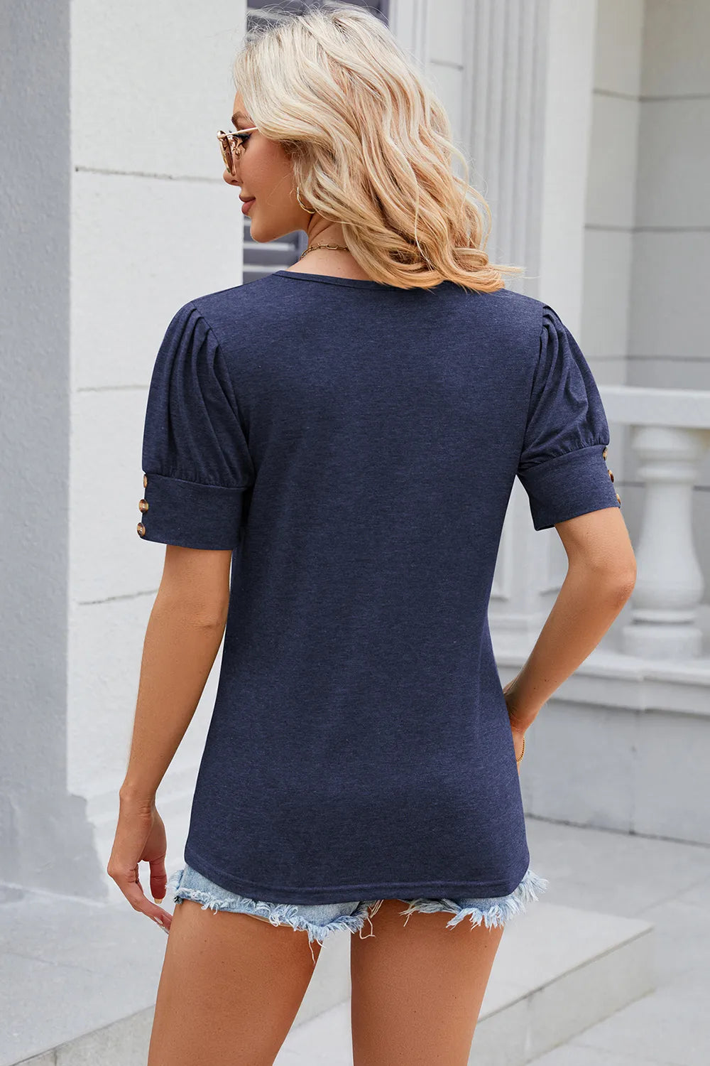 Round Neck Puff Sleeve T-shirt (2)