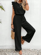Lace Trim Round Neck Top Pants Set (14)