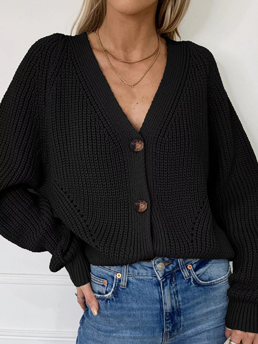 Full Size Chunky Knit Button-down Cardigan Plus (6)