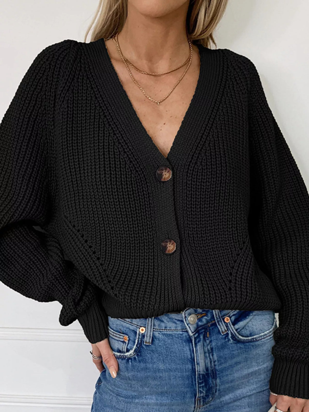 Full Size Chunky Knit Button-down Cardigan Plus (6)