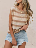 Striped Round Neck Knit Top (8)