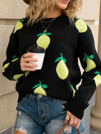 Lemon Crew Neck Round Neck Sweater (6)