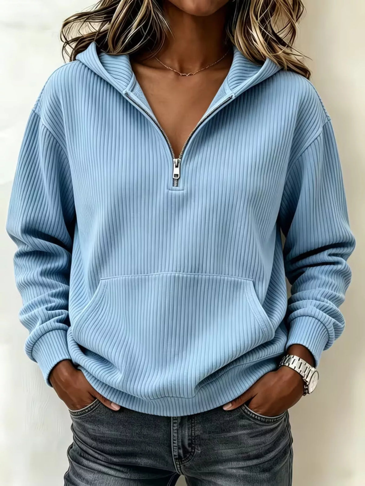 Kangaroo Pocket Half-zip Hoodie (2)