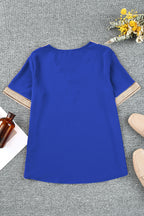 Contrast V-neck Blouse (8)