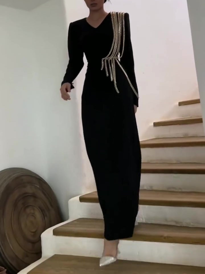 Long Sleeve Chain Maxi Dress photo 2