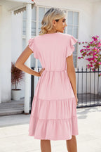 Ruched Notched Cap Sleeve Dress (8)