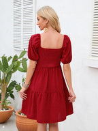 Swiss Dot Smocked Square Neck Dress (2)