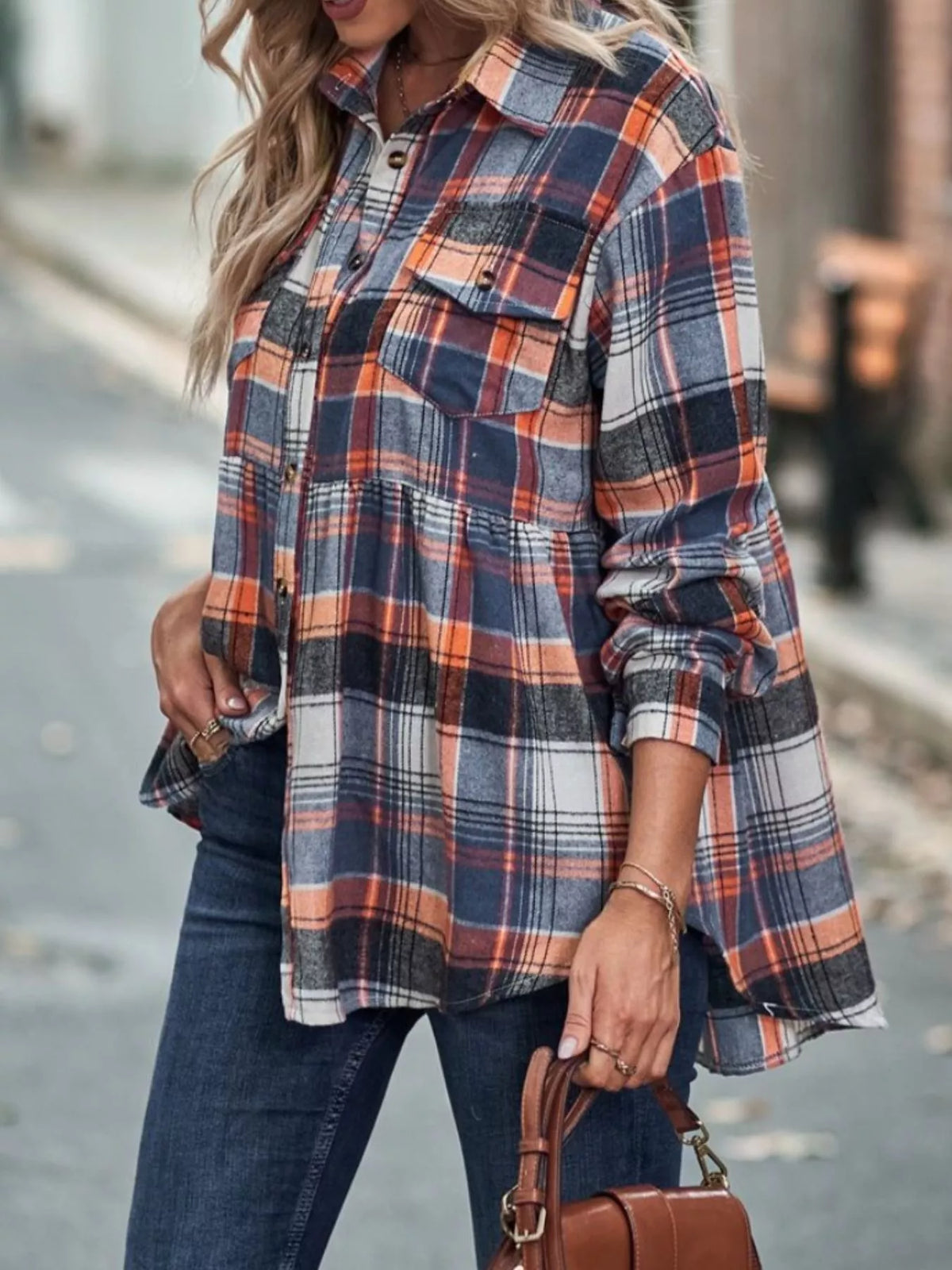 Plaid Button-down Long Sleeve Shirt (4)