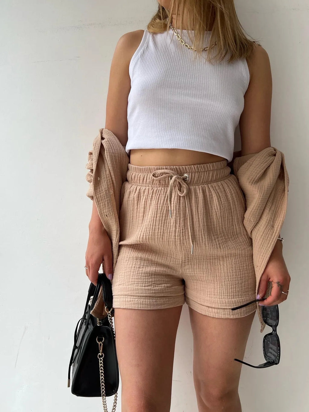 Button Up Shirt Shorts Set (18)