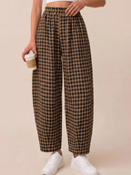 Gingham Wide-leg Casual Pants (10)