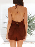 Tied Front Halter Neck Top Shorts Set (9)
