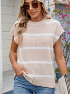 Exposed Seam Striped Round Neck Knit Top (12)