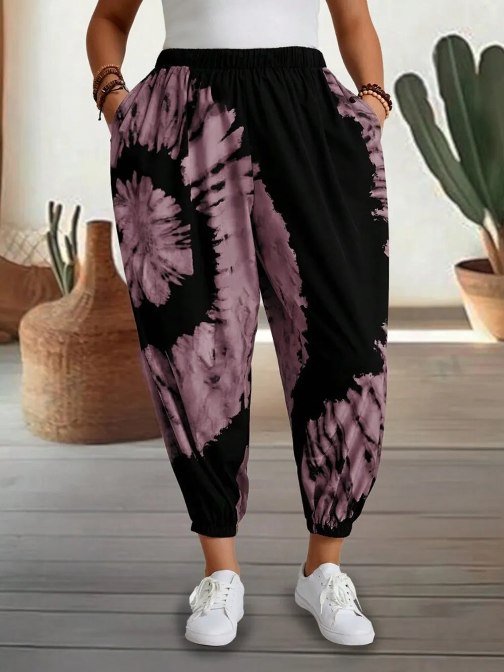 Tie-dye Elastic Waist Pants (3)