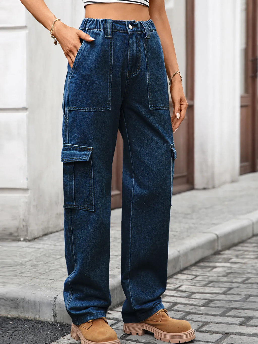 High-waisted Cargo Jeans (10)