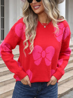 Bow Round Neck Dropped Shoulder Sweater (8)