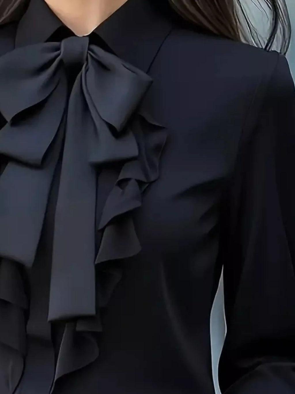 Ruffled Tie Front Long Sleeve Blouse (3)