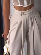 High-waisted Wide Leg Pleated Pants (2)