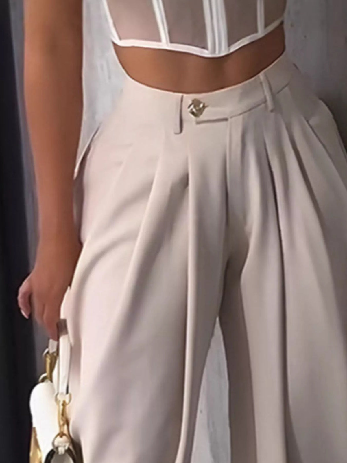High-waisted Wide Leg Pleated Pants (2)