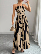 Abstract Print Halter Neck Maxi Dress (2)