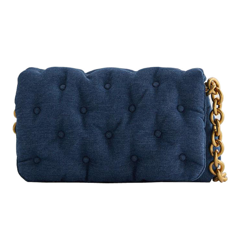 Blue Oversized Denim Quilted Shoulder Bag photo 1