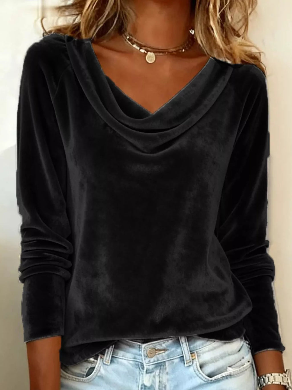 Velvet Cowl Neck Long Sleeve Top (10)