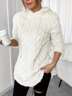 Cozy Textured Drawstring Fleece Hoodie (11)