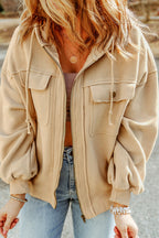 Zip-up Drawstring Hooded Jacket (14)