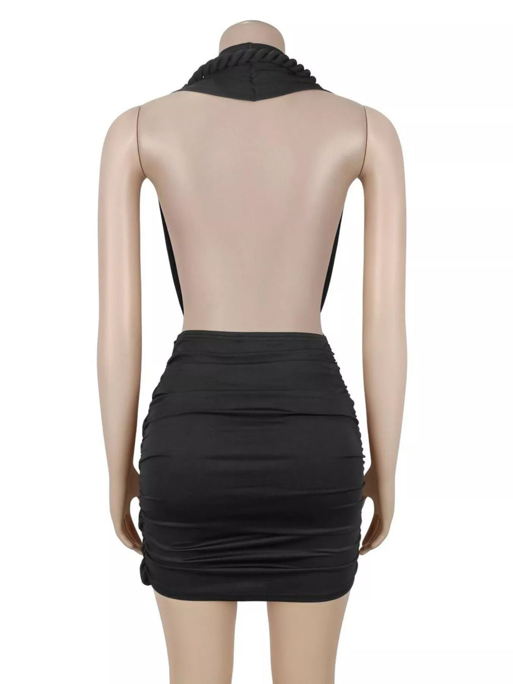 Ruched Halter Neck Bodycon Mini Dress (5)