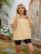 Half Zip Short Sleeve Hooded Top (8)