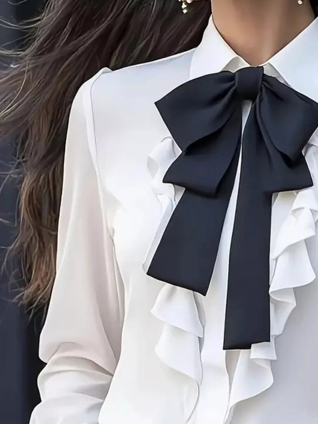 Ruffled Tie Front Long Sleeve Blouse (9)