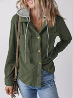 Hooded Corduroy Button-down Jacket (12)
