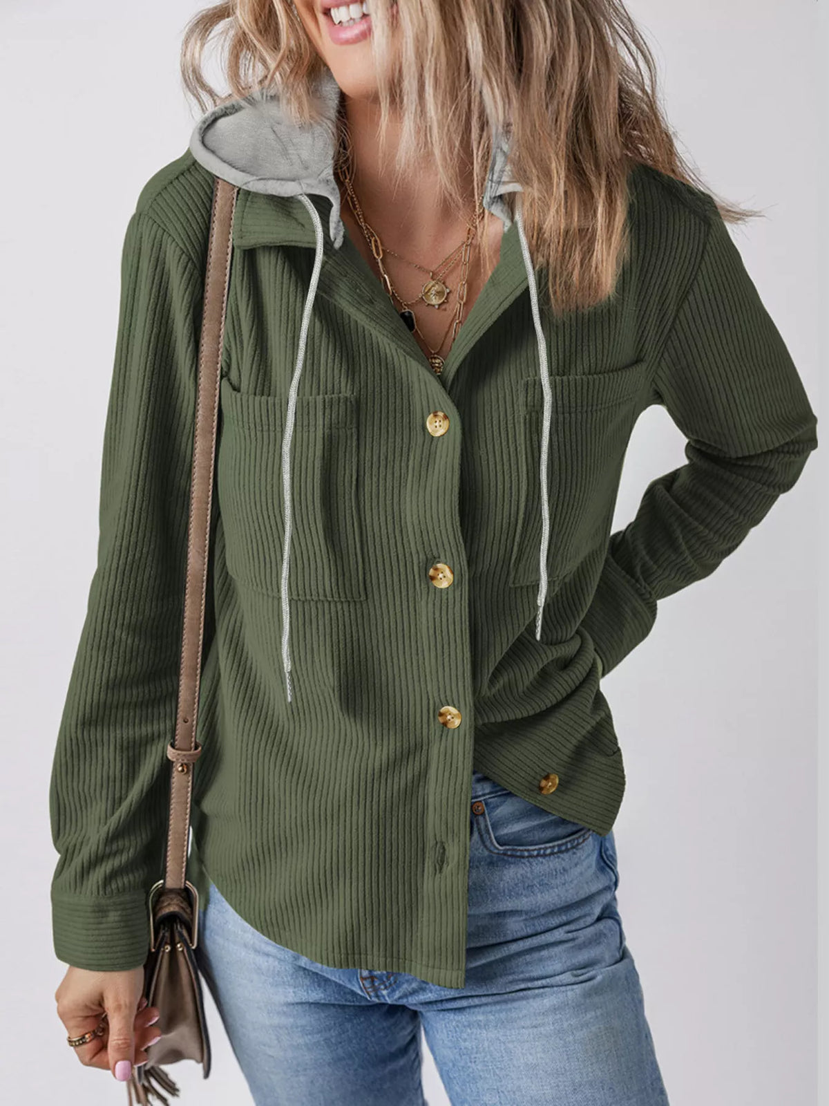 Hooded Corduroy Button-down Jacket (12)
