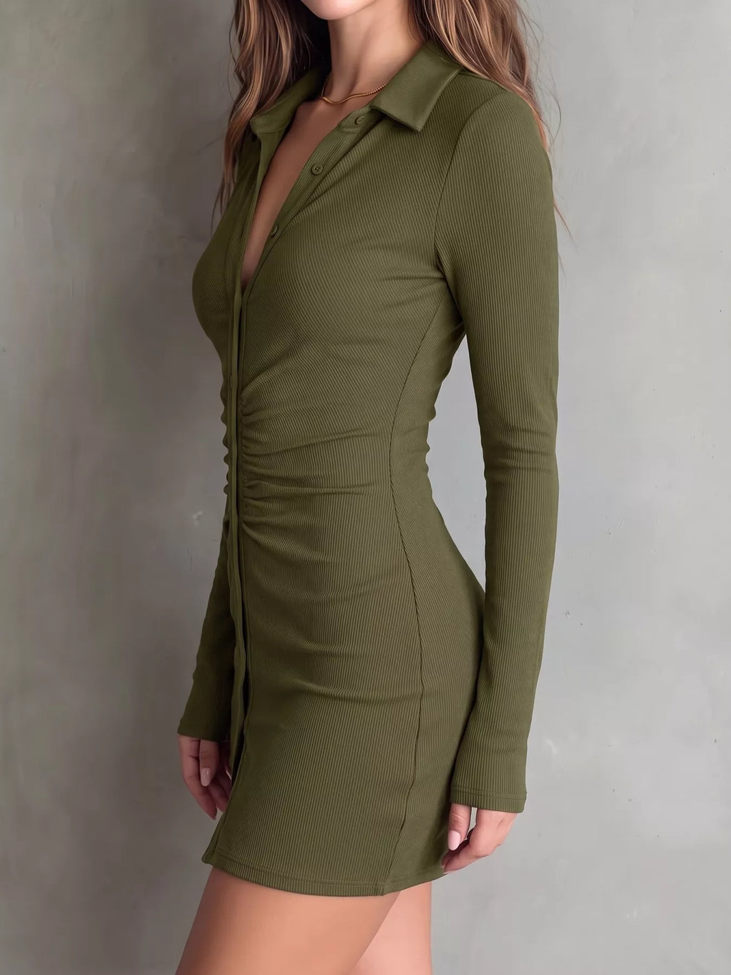Button-down Bodycon Mini Dress (11)