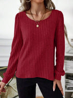 Ribbed Knit Long Sleeve T-shirt (9)
