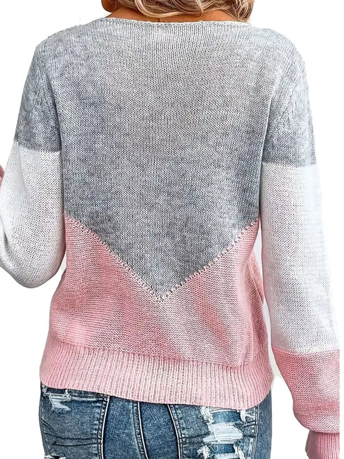 Openwork Block Long Sleeve Sweater (4)