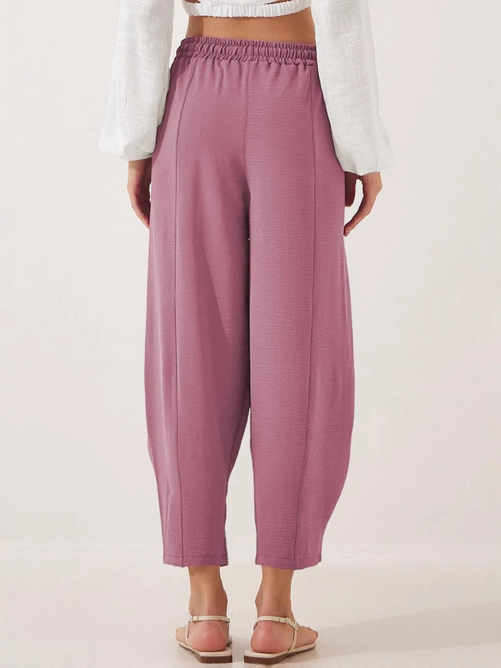 Full Size Drawstring Wide Leg Cropped Pants Plus (26)