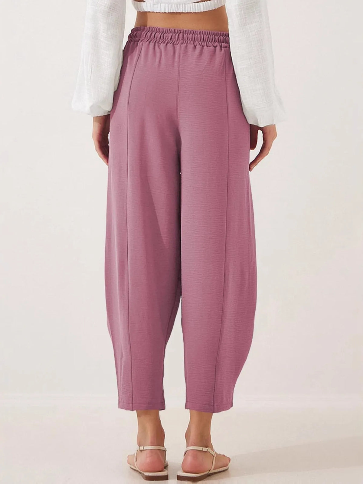 Full Size Drawstring Wide Leg Cropped Pants Plus (26)