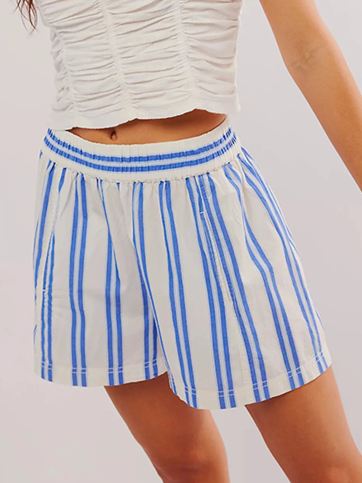 Striped High-waist Summer Shorts (9)