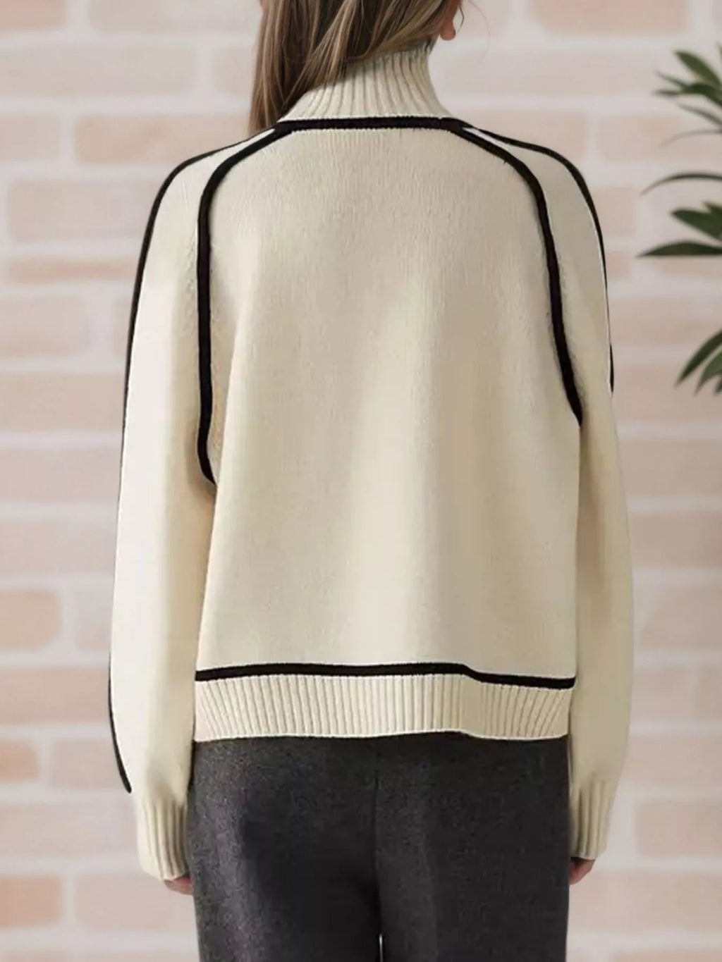 Contrast Trim Turtleneck Sweater (4)