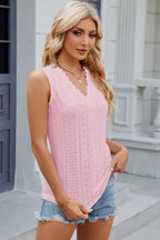 Eyelet V-neck Wide Strap Tank (14)