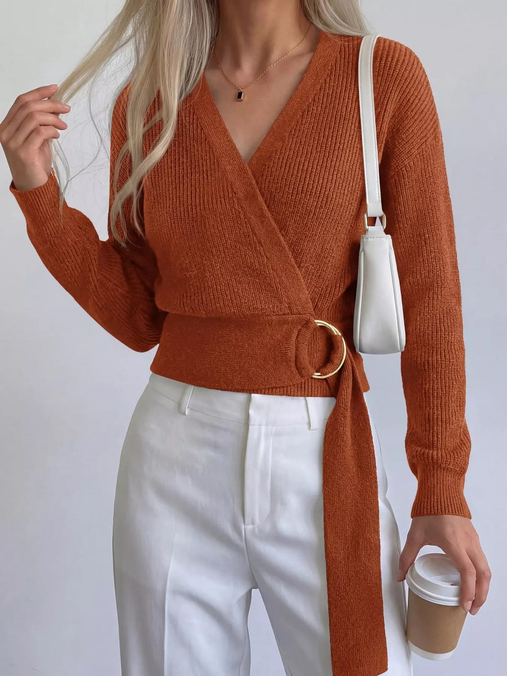 Metal Ring Detail Dropped Shoulder Sweater (3)
