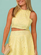Eyelet Lace Top Maxi Skirt Set (10)