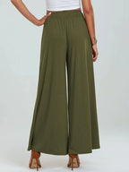 Pocketed Elastic Waist Wide Leg Pants (2)