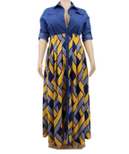 V-neck Oversized Dress variant CJNSXZQZ00548-Yellow-XXL|CJNSXZQZ00548-Yellow-3XL|CJNSXZQZ00548-Yellow-XL|CJNSXZQZ00548-Yellow-4XL