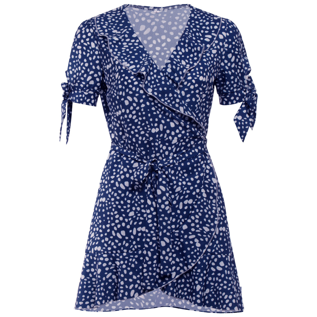 V-neck Short Sleeve Printed Skirt Dress photo 17