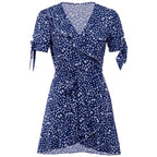 V-neck Short Sleeve Printed Skirt Dress photo 17