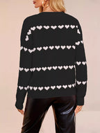 Heart Pattern Dropped Shoulder Sweater (9)