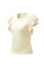 Textured Round Neck Cap Sleeve Top (32)
